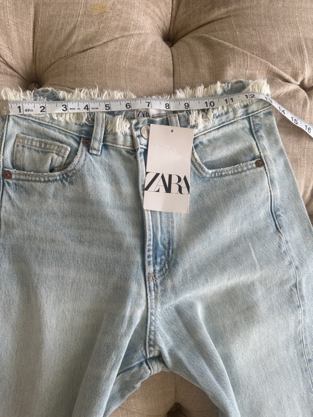 Zara Light Blue High-Rise Wide-Leg Frayed Jeans - Picture 6 of 8